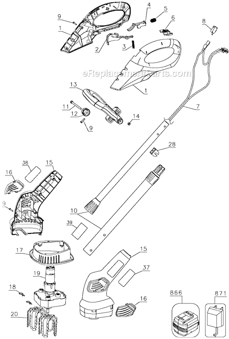 Page A Diagram and Parts List for LGC120 Type 1 Black and Decker Cultivator